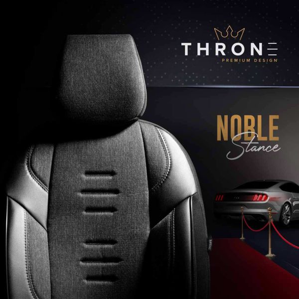 ΚΑΛΥΜΜΑΤΑ ΚΑΘΙΣΜΑΤΩΝ OTOM THRONE 102 SMOKED ΜΑΥΡΟ/ΓΚΡΙ ΛΙΝΟ & ΔΕΡΜΑΤΙΝΗ SET ΑΜΙΟ - 1 σετ.