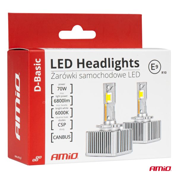 ΛΑΜΠΕΣ LED D4S/D4R 12V 6.000K 6800lm CAN-BUS D-BASIC SERIES AMIO - 2 Τεμ.