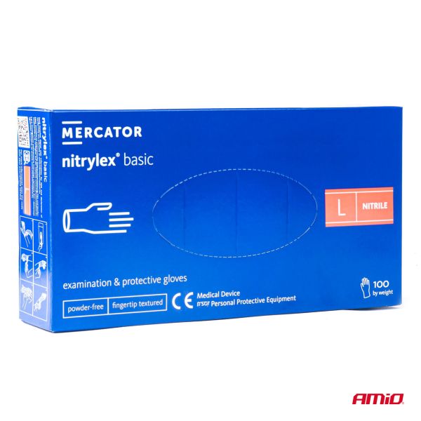 ΓΑΝΤΙΑ ΝΙΤΡΙΛΙΟΥ MERCATOR NITRYLEX BASIC ΣΕ ΜΠΛΕ ΧΡΩΜΑ LARGE (L) ΑΜΙΟ - 100 ΤΕΜ.