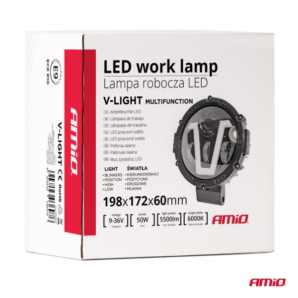 ΠΡΟΒΟΛΕΑΣ ΕΡΓΑΣΙΑΣ ΣΤΡΟΓΓΥΛΟΣ V-LIGHT 5.500lm 9&gt;36V 60W 6.000K Φ198x172x60mm 4 ΧΡΗΣΕΩΝ ΑΜΙΟ - 1 ΤΕΜ.