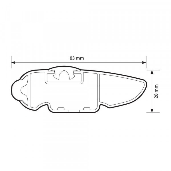 ΜΠΑΡΑ ΟΡΟΦΗΣ ΑΛΟΥΜΙΝΙΟΥ 64cm ΑΣΗΜΙ SILENZIO CX ORIGINE SYSTEM ( STANDARD / FLUSH RAILING) NORDRIVE - 1 ΤΕΜ.