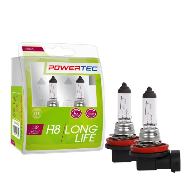 H8 12V 35W PGJ19-1 POWERTEC LONG LIFE (up to 3.200k) ΑΛΟΓΟΝΟΥ  M-TECH - 2 τεμ