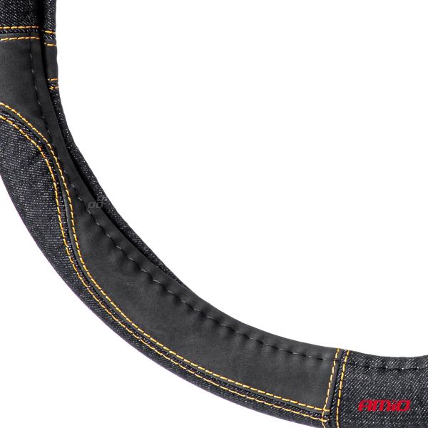 ΚΑΛΥΜΜΑ ΤΙΜΟΝΙΟΥ ΜΑΥΡΟ ΤΖΙΝ/DENIM (M) 37-39cm SWC-52-M ΜΕ ΜΑΥΡΕΣ & ΚΙΤΡΙΝΕΣ ΡΑΦΕΣ AMIO - 1 Τεμ.